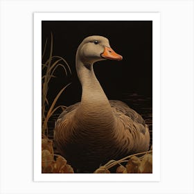 Dark And Moody Botanical Goose 2 Art Print