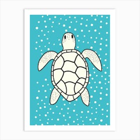 Block Colour Linework Turtle Illustration 2 Art Print