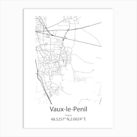 Vaux Le Penil,France Minimalist Map Art Print