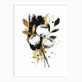 Black And Gold Flowers 6 Art Print