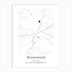 Brownwood,United States Minimalist Map 1 Art Print