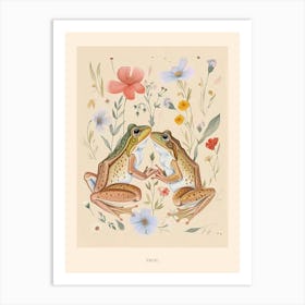 Folksy Floral Animal Drawing Frog 6 Poster Art Print