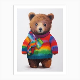 Baby Animal Wearing Sweater Bear Art Print