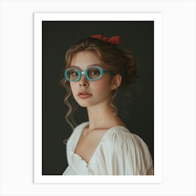 Portrait Of A Girl Wearing Glasses Art Print