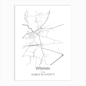 Vrbovec,Croatia Minimalist Map Art Print