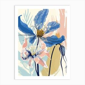 Colourful Flower Illustration Nigella Love In A Mist 2 Art Print