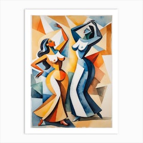 Two Women Dancing Watercolor Painting 1 Art Print