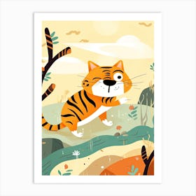 Tiger Jungle Cartoon Illustration 2 Art Print