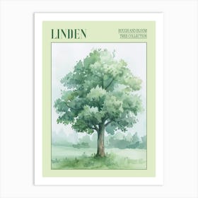 Linden Tree Atmospheric Watercolour Painting 4 Poster Art Print