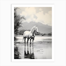 A Horse Oil Painting In Punalu U Beach Hawaii, Usa, Portrait 1 Art Print