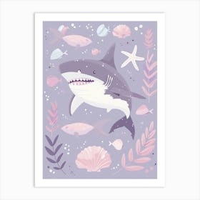 Purple Greenland Shark Illustration 2 Art Print
