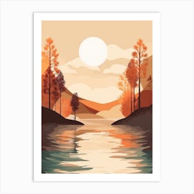 Autumn , Fall, Landscape, Inspired By National Park in the USA, Lake, Great Lakes, Boho, Beach, Minimalist Canvas Print, Travel Poster, Autumn Decor, Fall Decor 19 Art Print