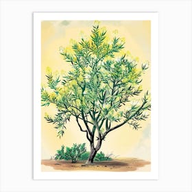 Acacia Tree Storybook Illustration 3 Art Print