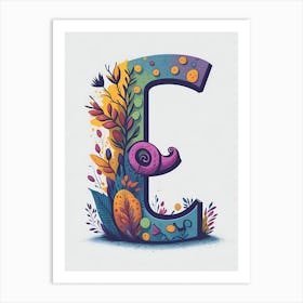 Colorful Letter E Illustration 52 Art Print