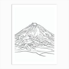 Mount Etna Italy Line Drawing 5 Art Print
