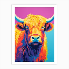 Colour Pop Highland Cow 4 Art Print