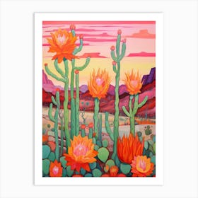 Cactus In The Desert Painting Trichocereus 2 Art Print