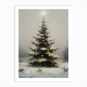 Christmas Tree In The Snow 6 Art Print