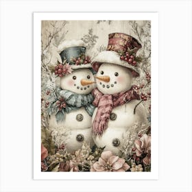 Cute Snowman Christmas Painting Art Print