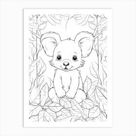 Line Art Jungle Animal Koala 3 Art Print