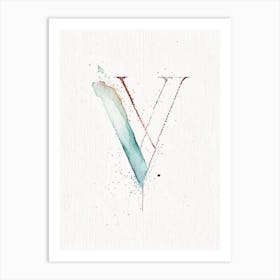 V, Letter, Alphabet Minimalist Watercolour Ii Art Print