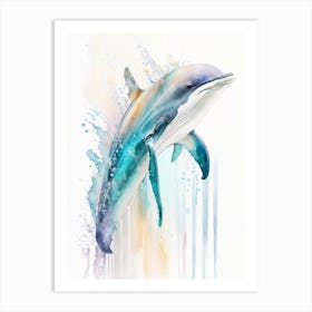 Striped Dolphin Storybook Watercolour  (1) Art Print