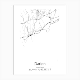 Darien,United States Minimalist Map Art Print