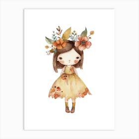 Little Girl With Flowers Art Print