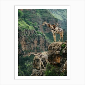 Giraffes In The Mountains 1 Art Print