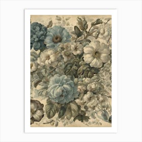 Victorian Blue Flowers Art Print