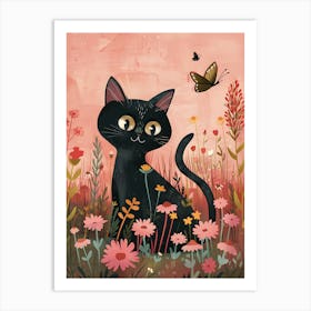 Cat In The Meadow Art Print