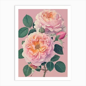 English Roses Painting Rose In A Keyhole 1 Art Print