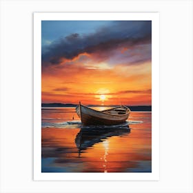 Boat At Sunset Art Print