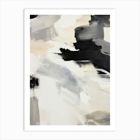 Abstract Brush Strokes Black White Neutrals 1 Art Print