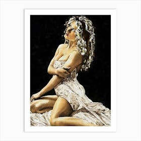 Woman In White Art Print