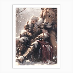 Wolf And Lion Art Print
