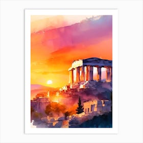 The Acropolis Watercolour Art Print