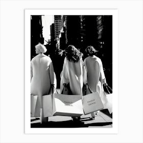 Women In Paris Black And White Luxury Fashion Art Print