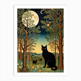 William Morris Cat In The Moonlight 14 Art Print