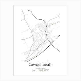 Cowdenbeath,United Kingdom Minimalist Map Art Print