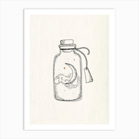 Bottle And The Moon Art Print