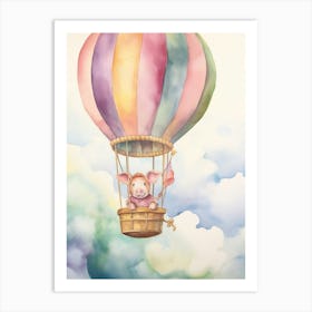 Baby Pig 3 In A Hot Air Balloon Art Print