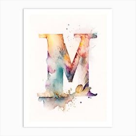 M, Letter, Alphabet Storybook Watercolour 4 Art Print