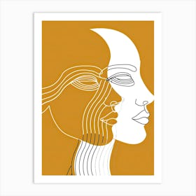 Line Art Intricate Simplicity In Yellow 4 Art Print