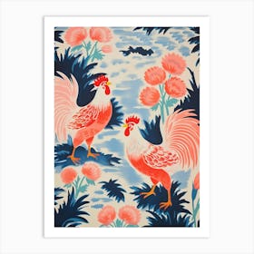 Vintage Japanese Inspired Bird Print Rooster 1 Art Print