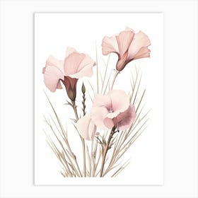 Floral Illustration Flax Flower 1 Art Print