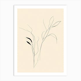 Two Leaves On A Beige Background Art Print