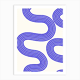 Blue Wavy Lines 4 Art Print