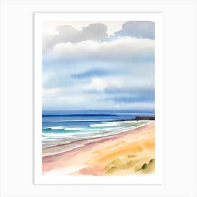 Tynemouth Longsands Beach, Tyne And Wear Watercolour Art Print