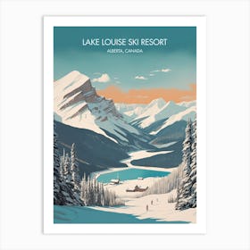 Poster Of Lake Louise Ski Resort   Alberta, Canada, Ski Resort Illustration 3 Art Print